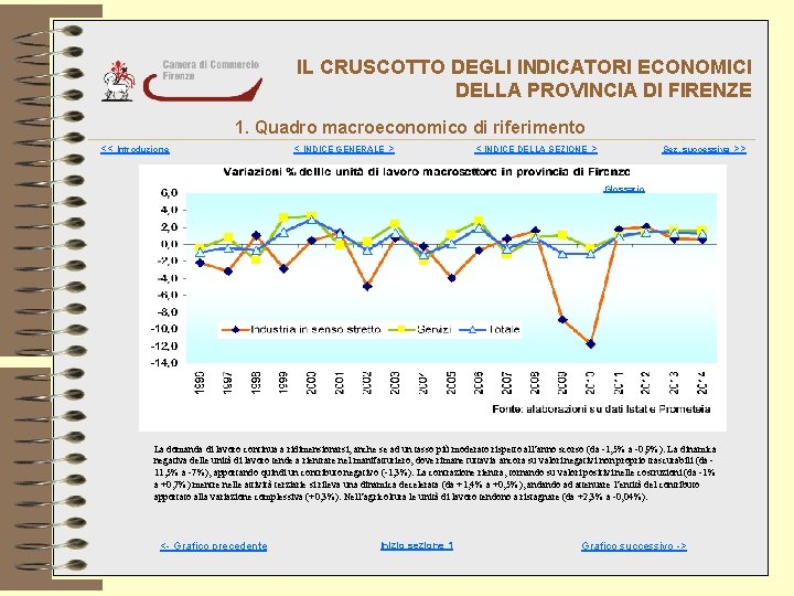 IL CRUSCOTTO DEGLI INDICATORI ECONOMICI DELLA PROVINCIA DI FIRENZE 1. Quadro macroeconomico di riferimento