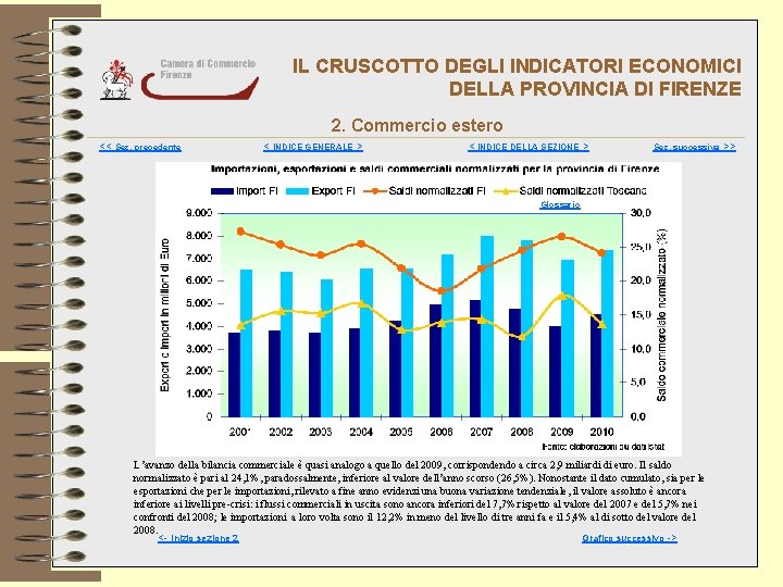 IL CRUSCOTTO DEGLI INDICATORI ECONOMICI DELLA PROVINCIA DI FIRENZE 2. Commercio estero << Sez.