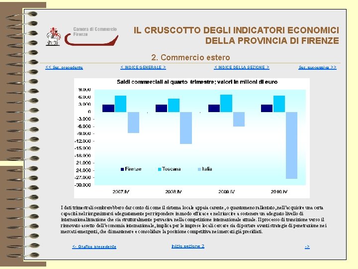 IL CRUSCOTTO DEGLI INDICATORI ECONOMICI DELLA PROVINCIA DI FIRENZE 2. Commercio estero << Sez.