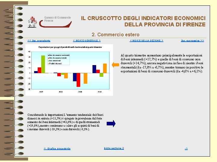 IL CRUSCOTTO DEGLI INDICATORI ECONOMICI DELLA PROVINCIA DI FIRENZE 2. Commercio estero << Sez.