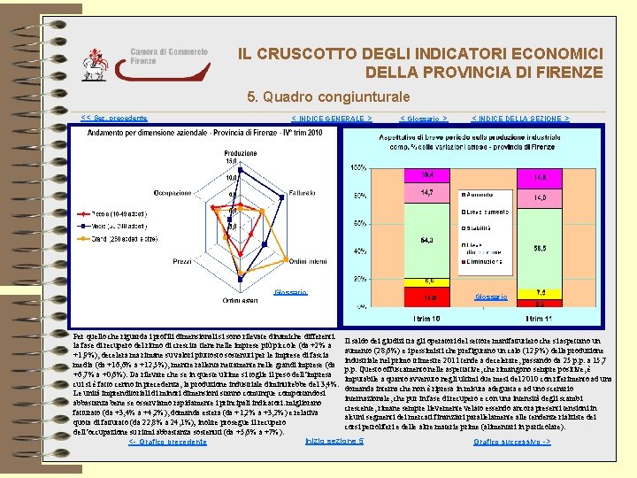 IL CRUSCOTTO DEGLI INDICATORI ECONOMICI DELLA PROVINCIA DI FIRENZE 5. Quadro congiunturale << Sez.