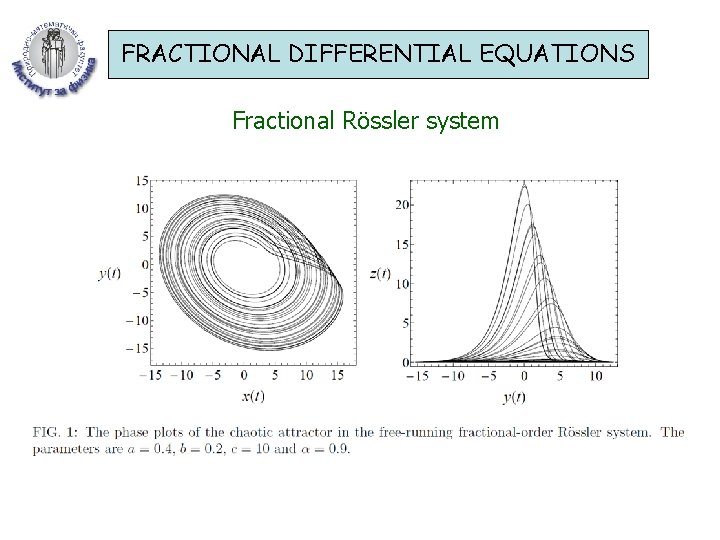 FRACTIONAL DIFFERENTIAL EQUATIONS Fractional Rössler system 