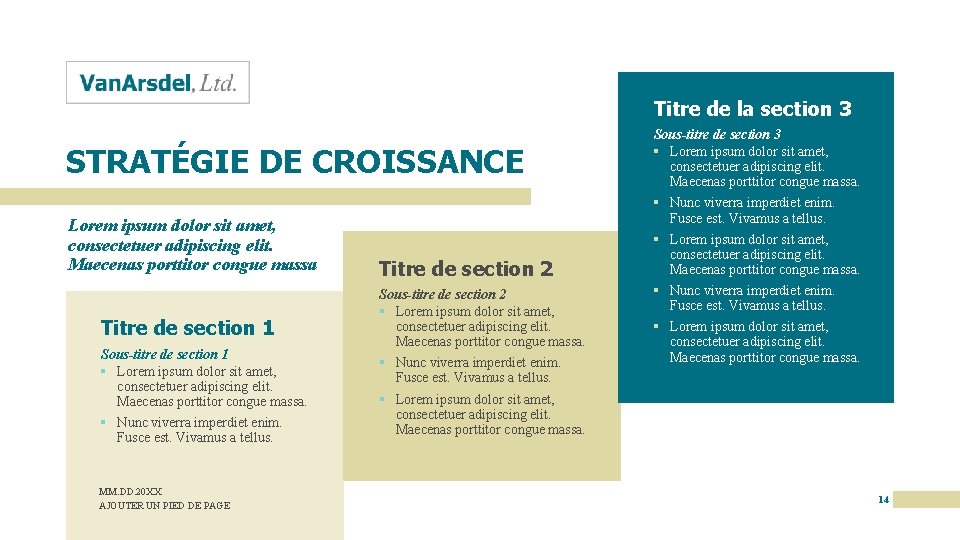 Titre de la section 3 STRATÉGIE DE CROISSANCE Lorem ipsum dolor sit amet, consectetuer