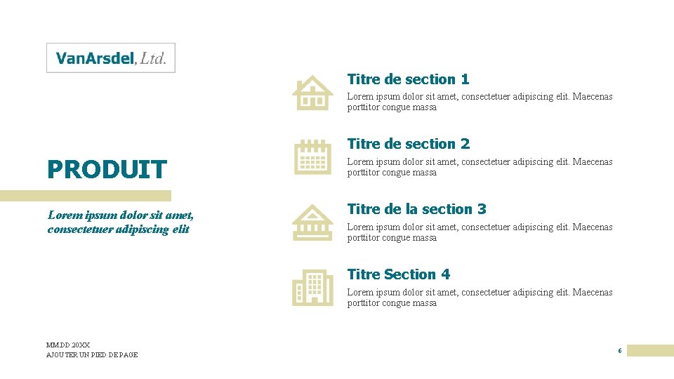 Titre de section 1 Lorem ipsum dolor sit amet, consectetuer adipiscing elit. Maecenas porttitor