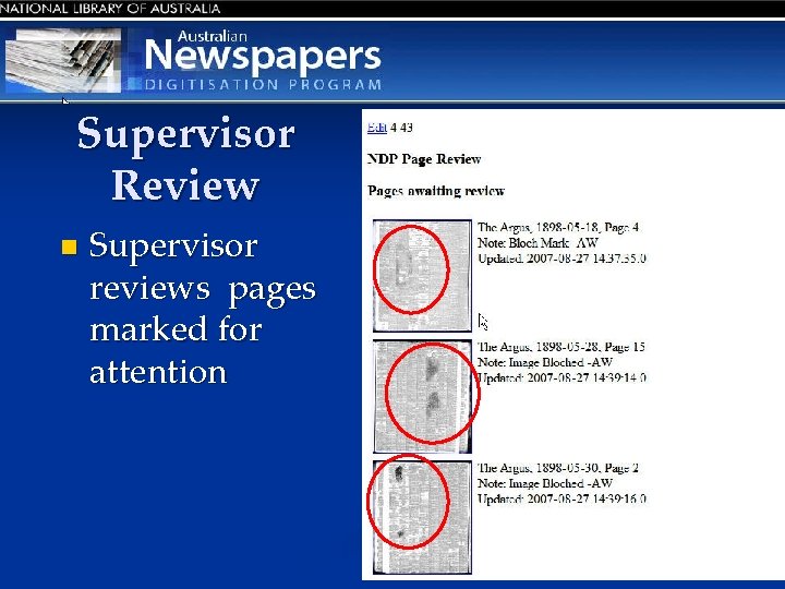 Supervisor Review n Supervisor reviews pages marked for attention 20 