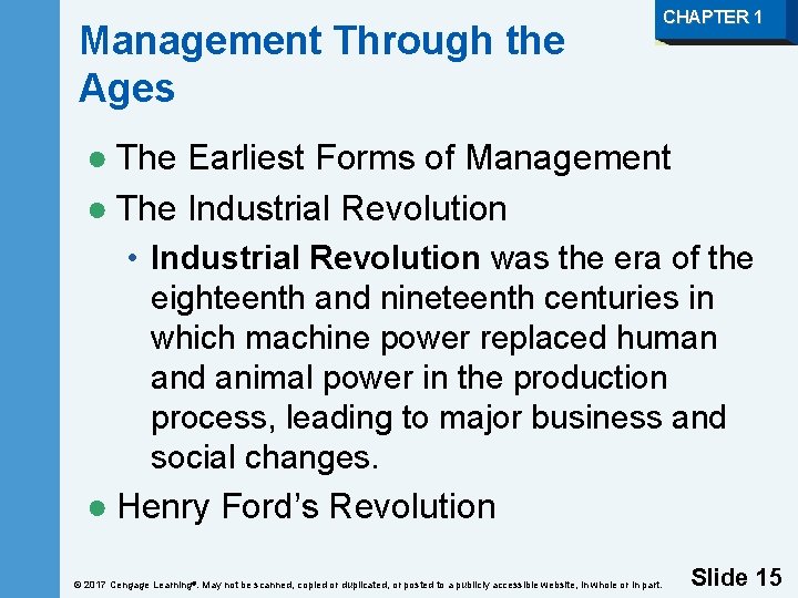 Management Through the Ages CHAPTER 1 ● The Earliest Forms of Management ● The