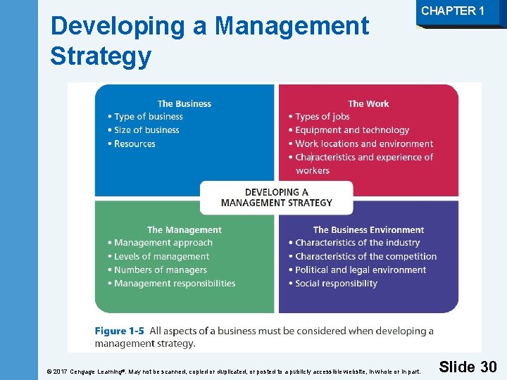 Developing a Management Strategy © 2017 Cengage Learning®. May not be scanned, copied or