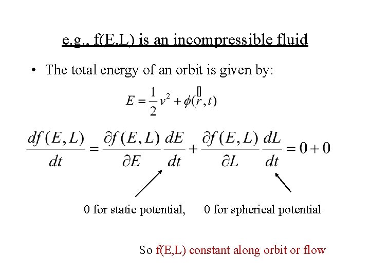 e. g. , f(E, L) is an incompressible fluid • The total energy of