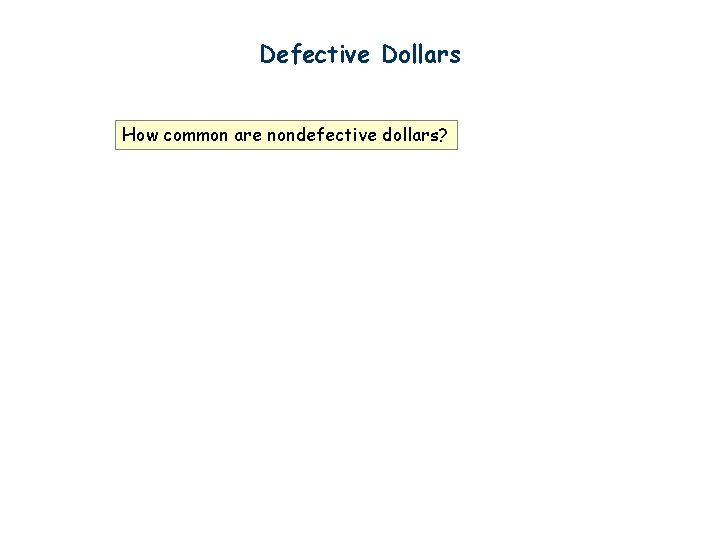 Defective Dollars How common are nondefective dollars? 