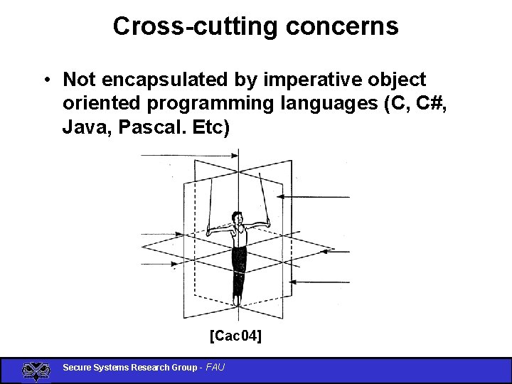 Cross-cutting concerns • Not encapsulated by imperative object oriented programming languages (C, C#, Java,