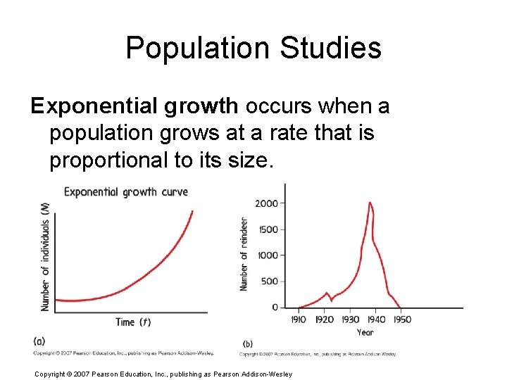 Population Studies Exponential growth occurs when a population grows at a rate that is