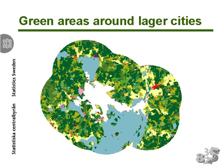 Green areas around lager cities 