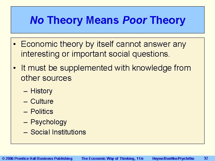 No Theory Means Poor Theory • Economic theory by itself cannot answer any interesting No Theory Means Poor Theory • Economic theory by itself cannot answer any interesting