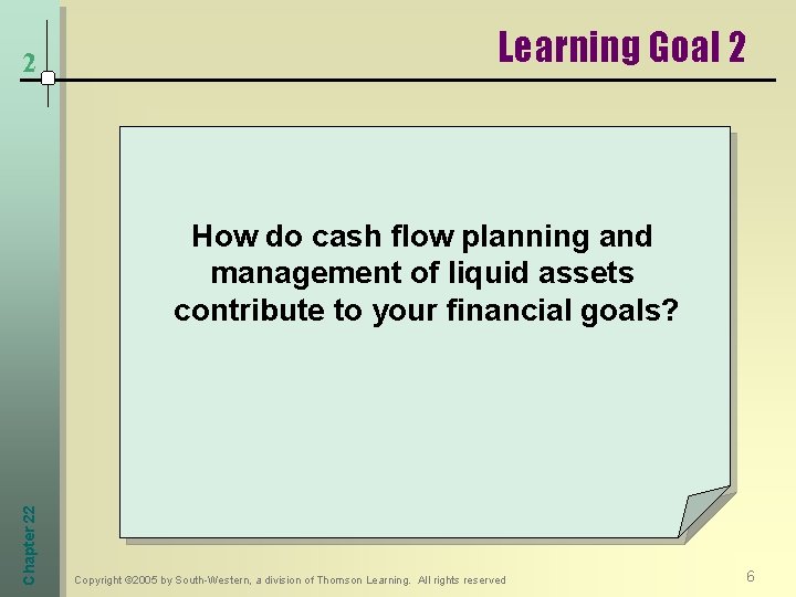 2 Learning Goal 2 Chapter 22 How do cash flow planning and management of