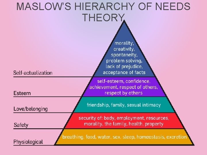 MASLOW’S HIERARCHY OF NEEDS THEORY 