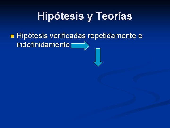 Hipótesis y Teorías n Hipótesis verificadas repetidamente e indefinidamente 