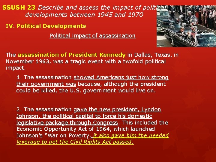 SSUSH 23 Describe and assess the impact of political developments between 1945 and 1970