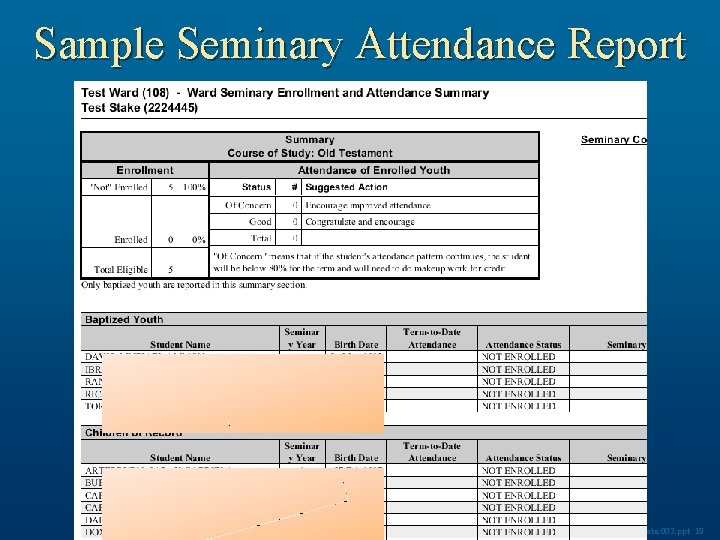 Sample Seminary Attendance Report Template 003. ppt 19 