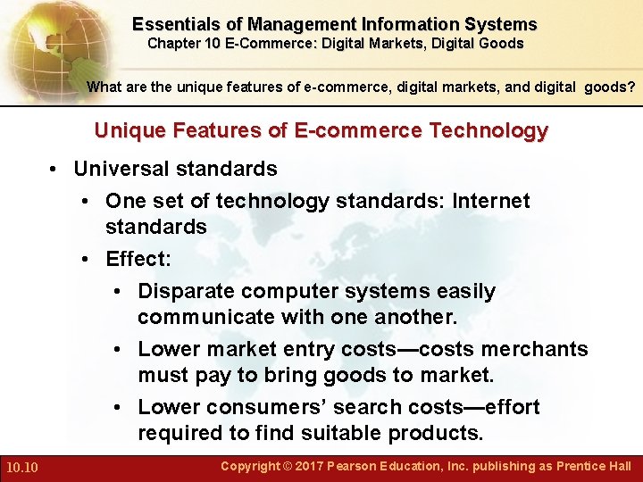 Essentials of Management Information Systems Chapter 10 E-Commerce: Digital Markets, Digital Goods What are