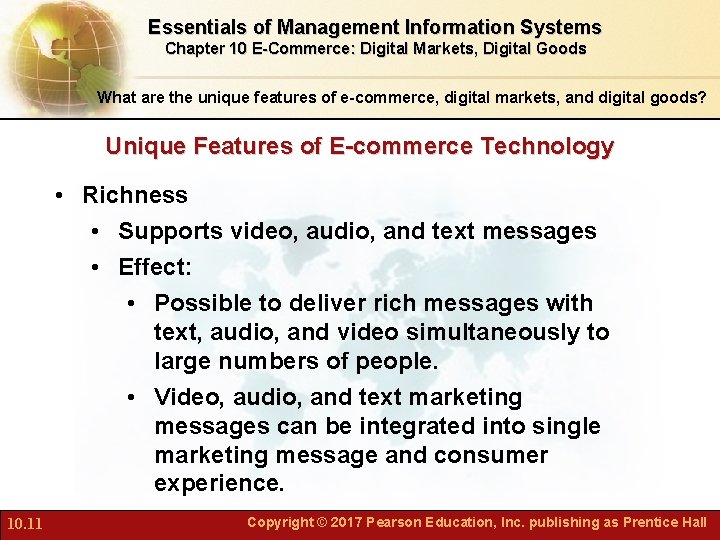 Essentials of Management Information Systems Chapter 10 E-Commerce: Digital Markets, Digital Goods What are