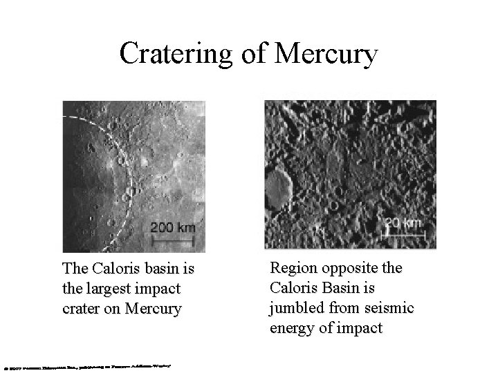 Cratering of Mercury The Caloris basin is the largest impact crater on Mercury Region