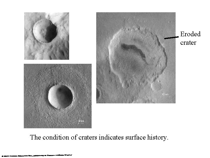 Eroded crater The condition of craters indicates surface history. 