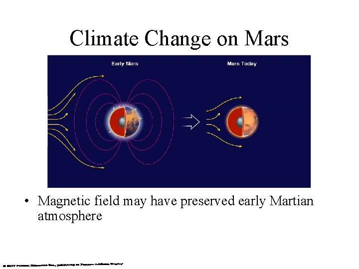 Climate Change on Mars • Magnetic field may have preserved early Martian atmosphere 