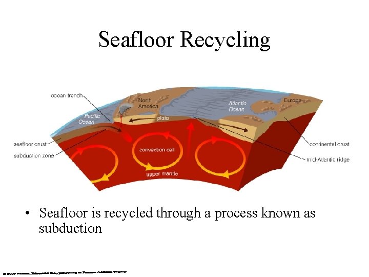 Seafloor Recycling • Seafloor is recycled through a process known as subduction 