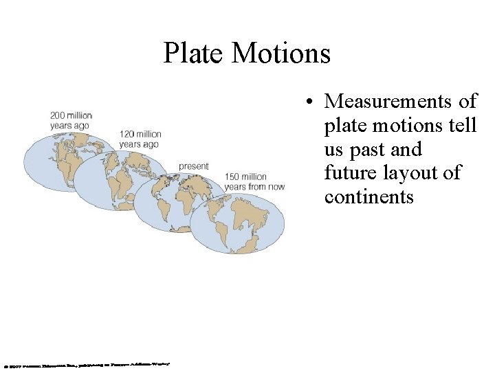 Plate Motions • Measurements of plate motions tell us past and future layout of