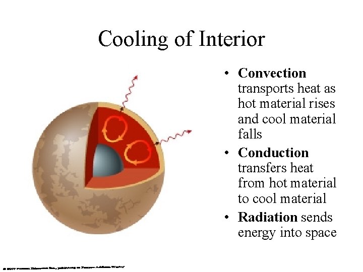 Cooling of Interior • Convection transports heat as hot material rises and cool material