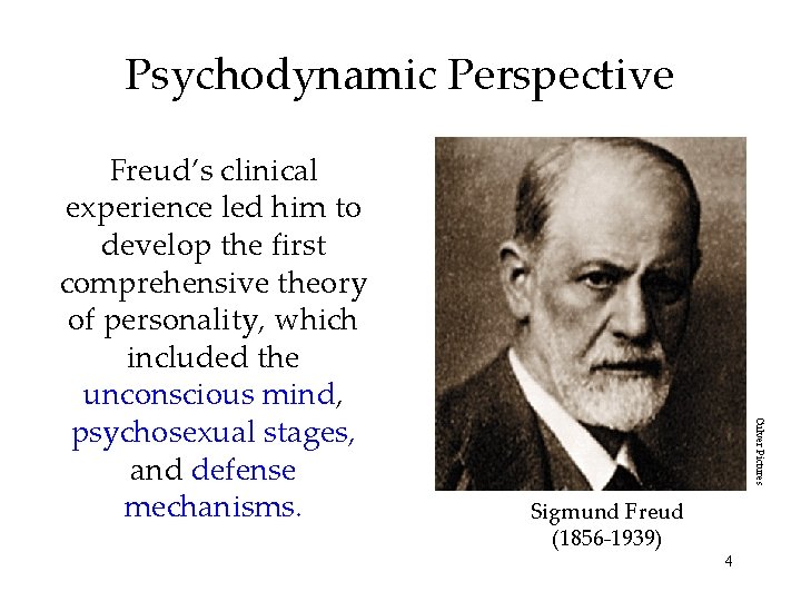 Psychodynamic Perspective Culver Pictures Freud’s clinical experience led him to develop the first comprehensive