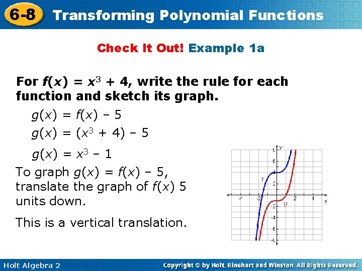 6 -8 Transforming Polynomial Functions Check It Out! Example 1 a For f(x) =