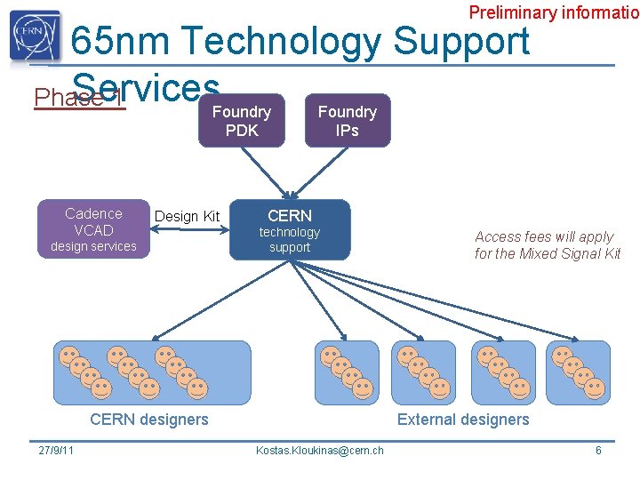 Preliminary informatio 65 nm Technology Support Services Phase 1 Foundry PDK Cadence VCAD Design