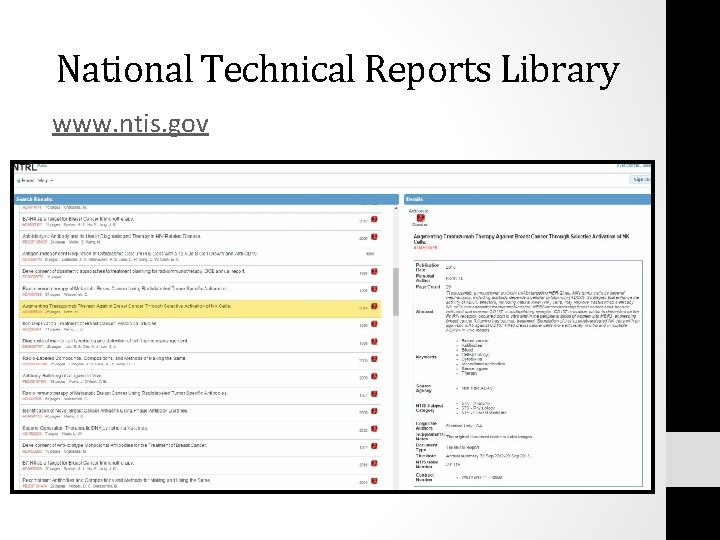 National Technical Reports Library www. ntis. gov 