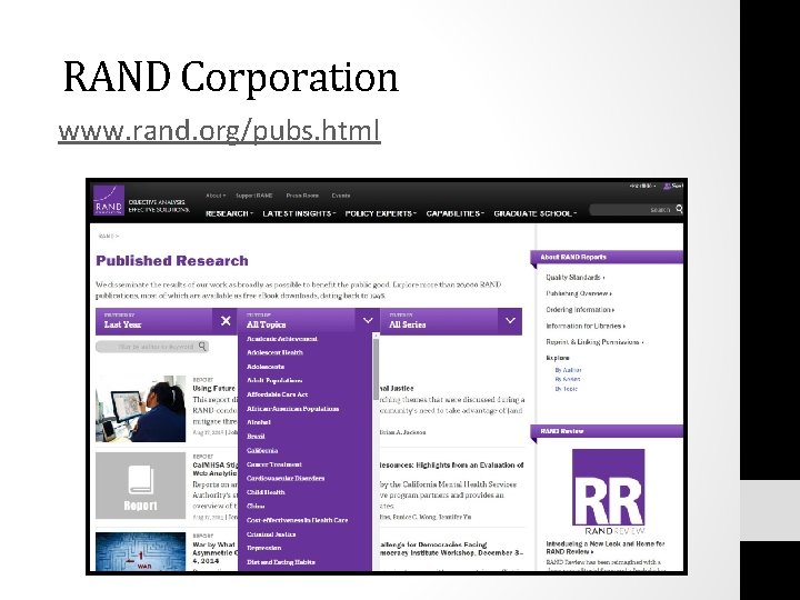 RAND Corporation www. rand. org/pubs. html 