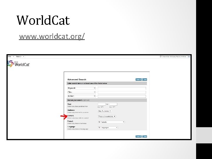 World. Cat www. worldcat. org/ 