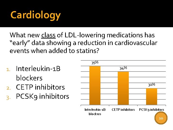 Cardiology What new class of LDL-lowering medications has “early” data showing a reduction in