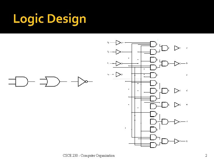 Logic Design CSCE 230 - Computer Organization 2 