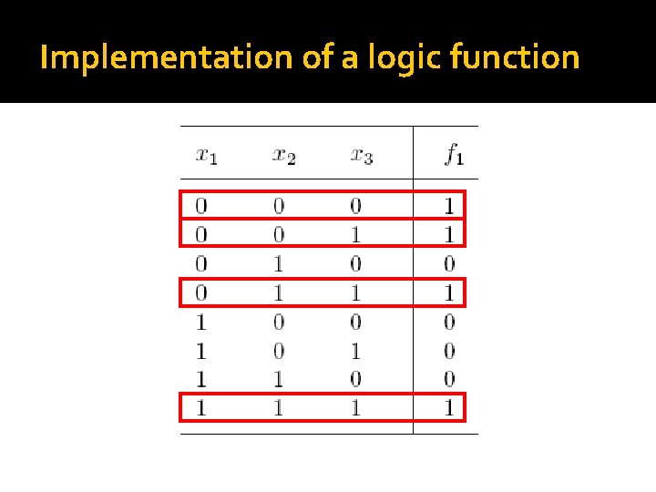 Implementation of a logic function 