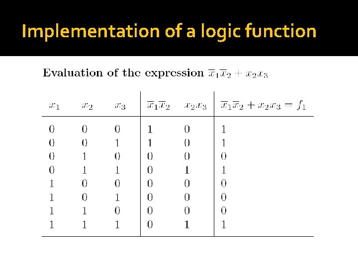 Implementation of a logic function 