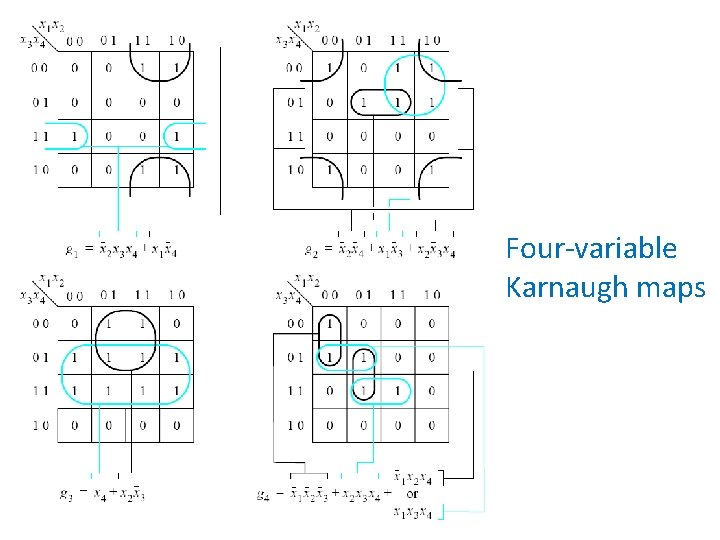 Four-variable Karnaugh maps 