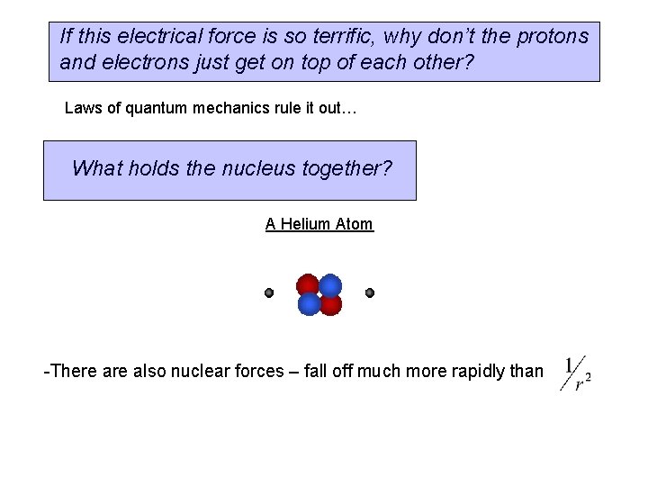 If this electrical force is so terrific, why don’t the protons and electrons just