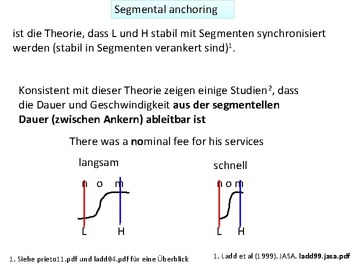 Segmental anchoring ist die Theorie, dass L und H stabil mit Segmenten synchronisiert werden