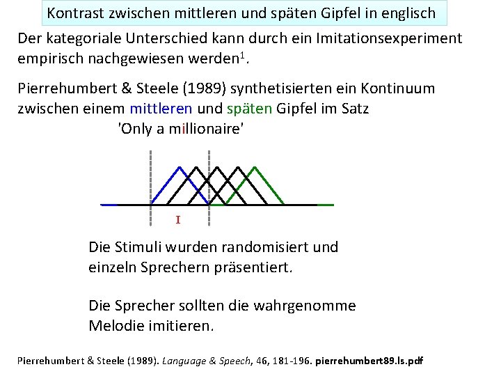 Kontrast zwischen mittleren und späten Gipfel in englisch Der kategoriale Unterschied kann durch ein