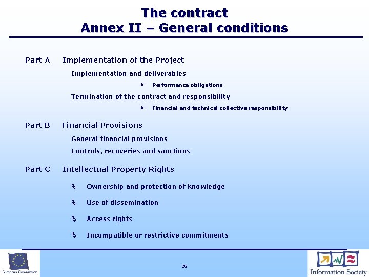 The contract Annex II – General conditions Part A Implementation of the Project Implementation