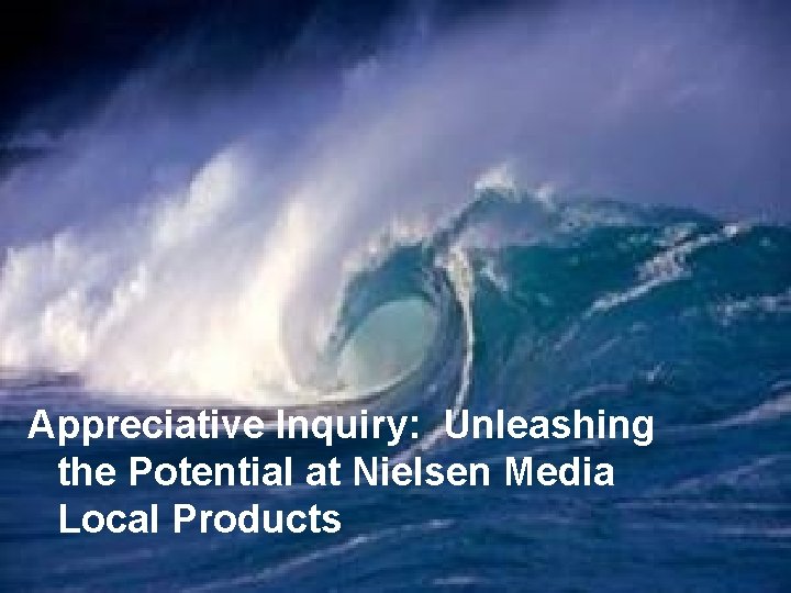 Appreciative Inquiry: Unleashing the Potential at Nielsen Media Local Products 