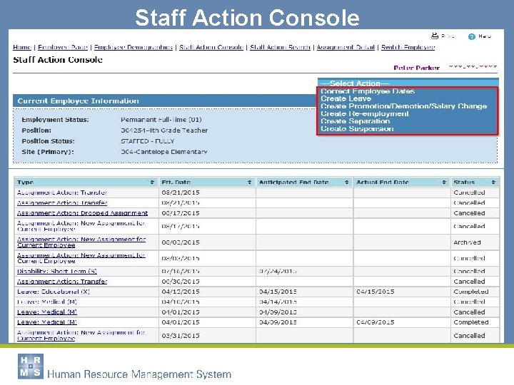 Staff Action Console 