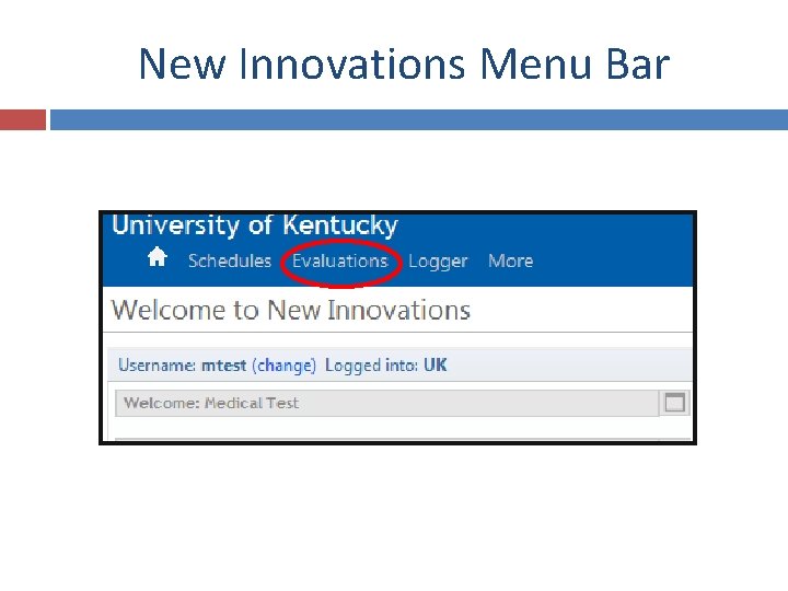 New Innovations Menu Bar 