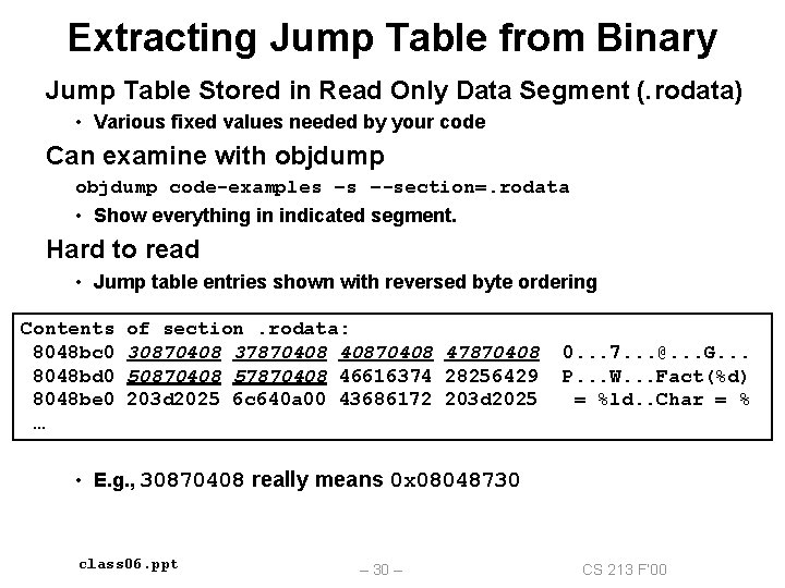 Extracting Jump Table from Binary Jump Table Stored in Read Only Data Segment (.