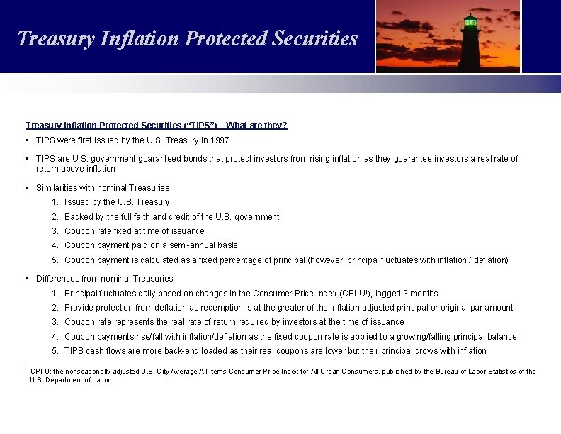 Treasury Inflation Protected Securities Large Cap Value Fund Treasury Inflation Protected Securities (“TIPS”) –